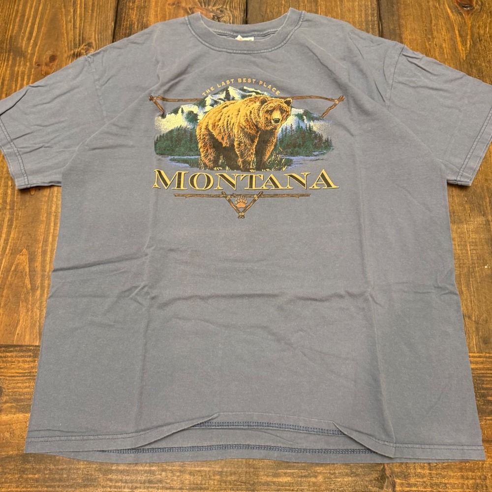 Anvil Montana Grizzly Bear Graphic T-Shirt Mens XL The Last Best Place vintage